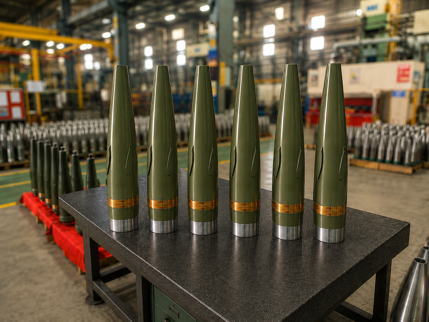 Artillery shell production; representative factory photograph